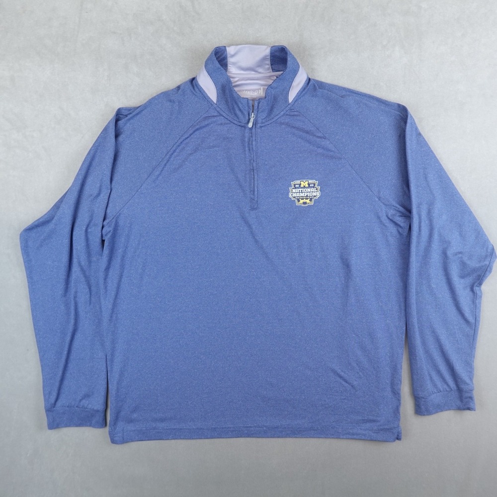 johnnie-O Pullover Men Large UPF 50 Steffen Performance 1/4 Zip Lake Blue